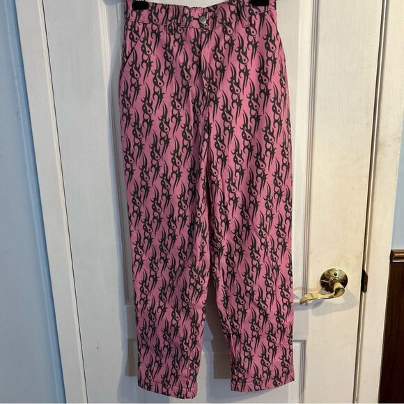 DollsKill Local Heroes Tribal Love Pink Straight Leg Pants Size Small - Picture 5 of 12